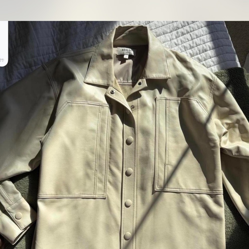 Agolde cream leather jacket